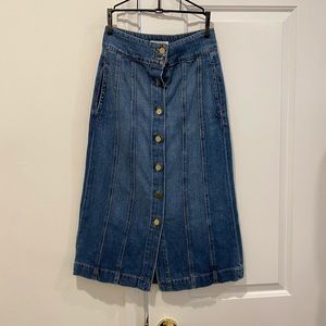 Frame denim midi skirt